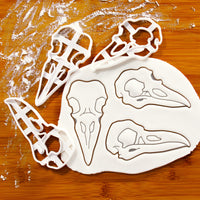 Set of 3 Raven Skull Cookie Cutters (Top View, Side View, and Perspective View)
