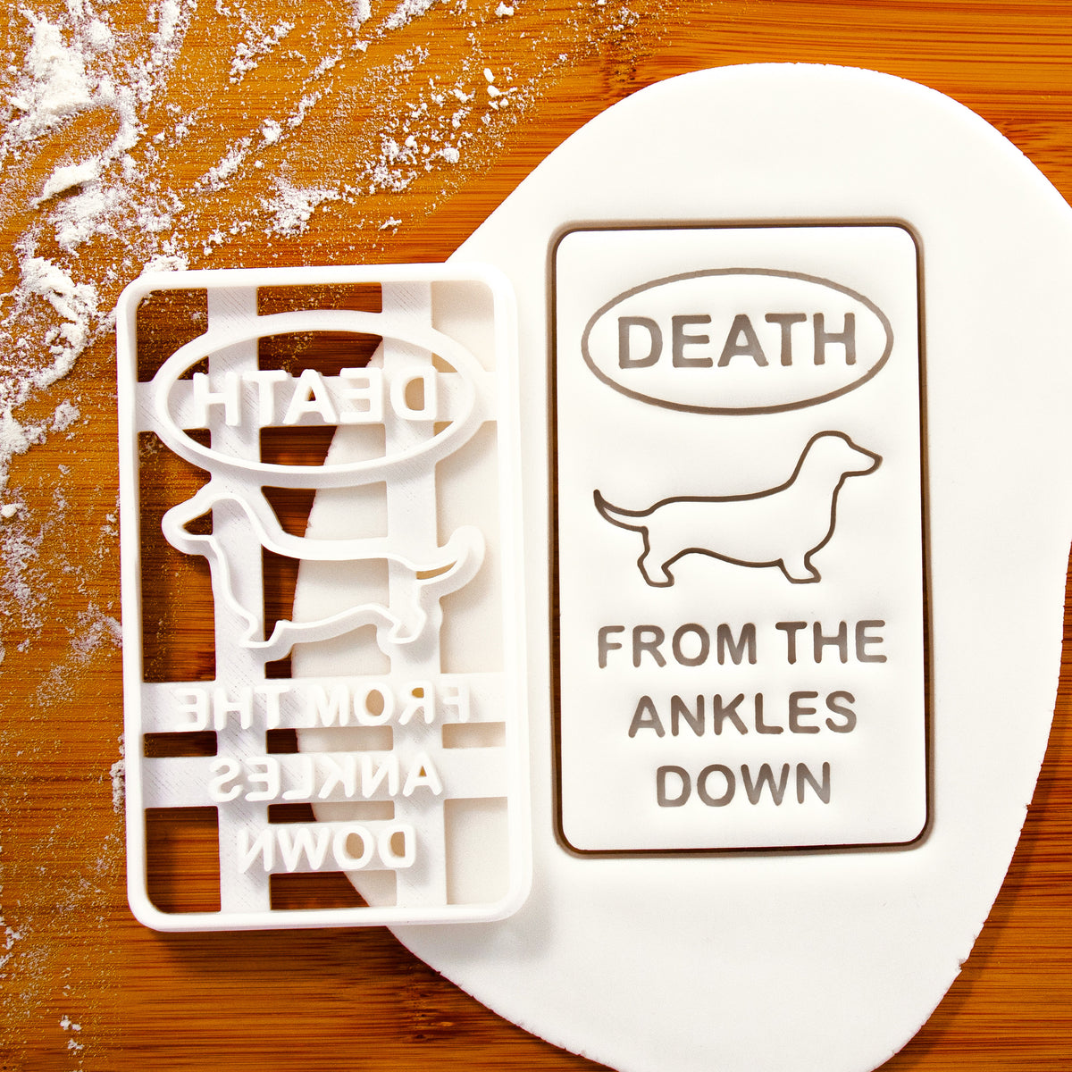 Dachshund Death from the Ankles Down Warning Sign cookie cutter