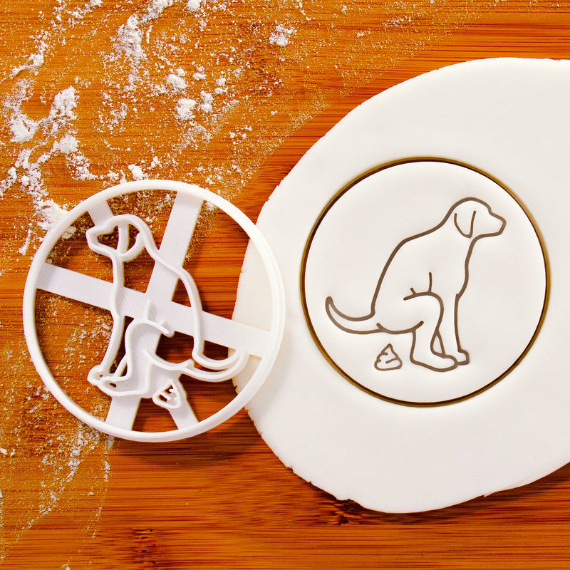 dog pooping sign cookie cutter