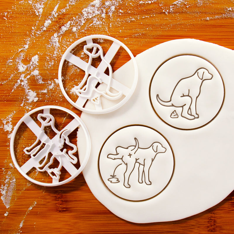 Dog Pooping and Dog Peeing Sign Cookie Cutters
