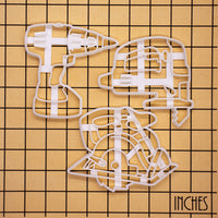 set of 3 power tools cookie cutters: Power drill, circular saw, jigsaw