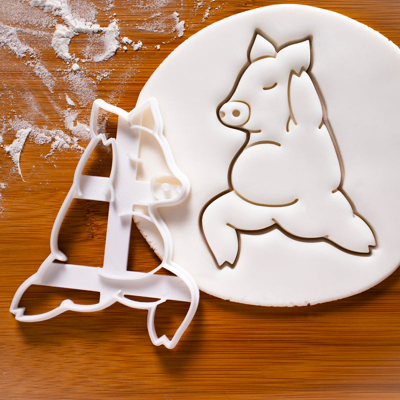 Yoga Pig Warrior Pose 1 Cookie Cutter